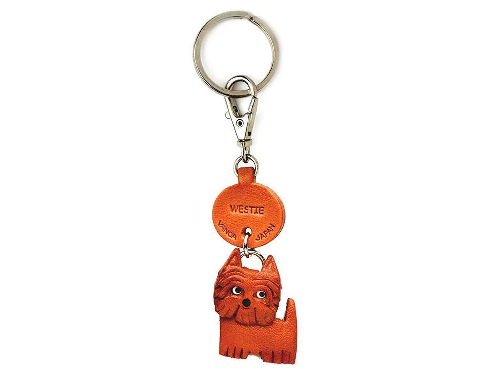 1742 Westie Leather Dog Small Keychain VANCA CRAFT-Collectible Keyring